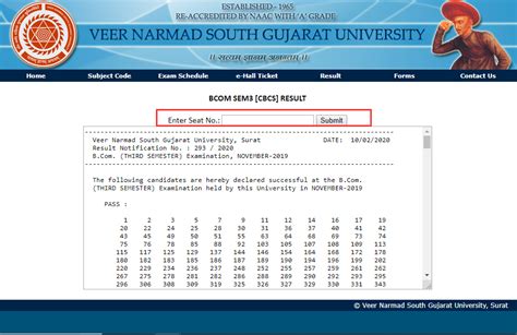 vnsgu result pdf sem 5|VNSGU EXAM .